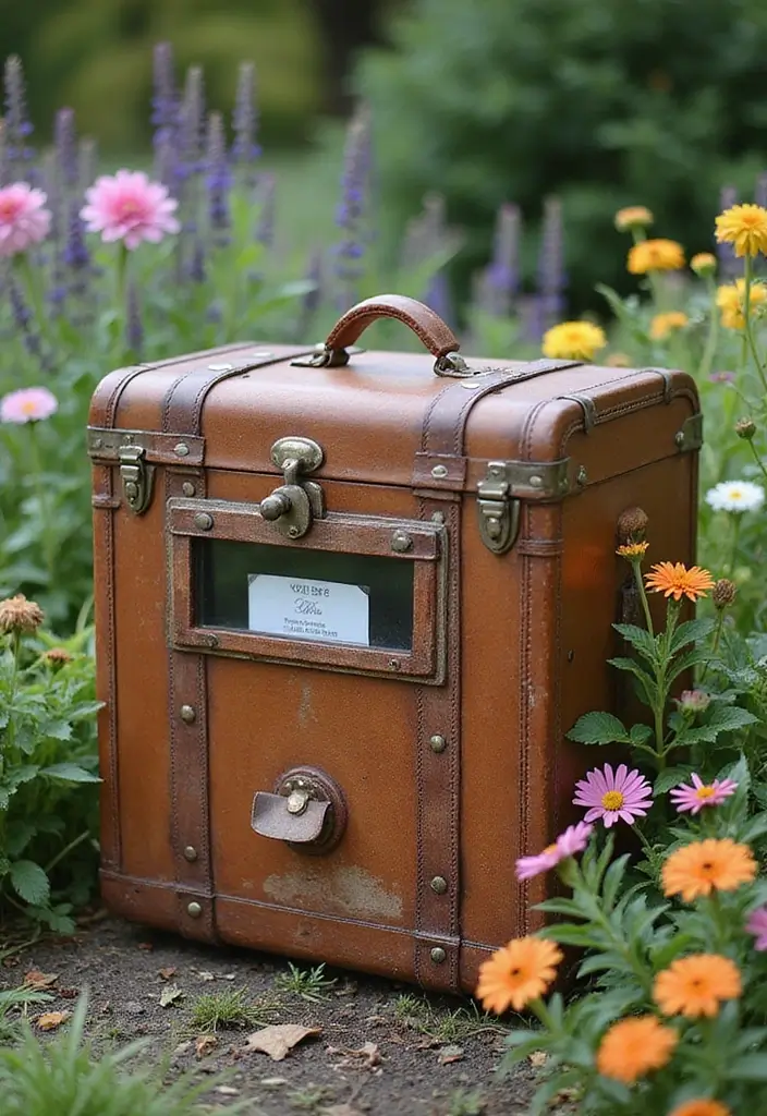 29 DIY Package Drop Box Ideas That Make Receiving Packages Easy - 4. Vintage Suitcase Drop Box