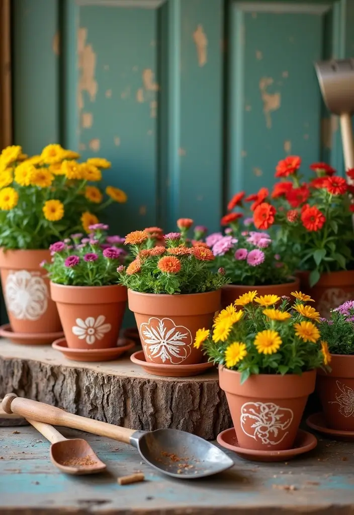 29 DIY Pot Painting Ideas Anyone Can Try for Quick Creative Projects - 10. Stenciled Designs