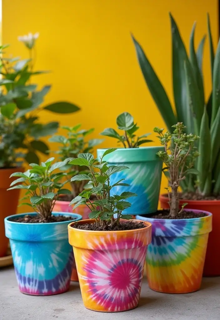 29 DIY Pot Painting Ideas Anyone Can Try for Quick Creative Projects - 13. Tie-Dye Effect