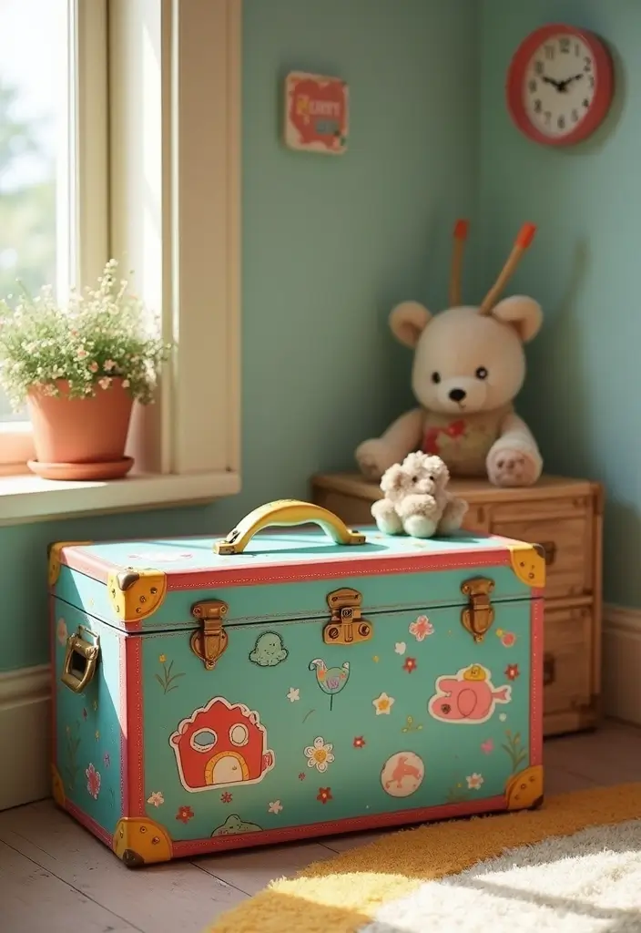 29 DIY Toy Box Ideas That Keep Playrooms Organized and Fun - 1. Vintage Suitcase Toy Box
