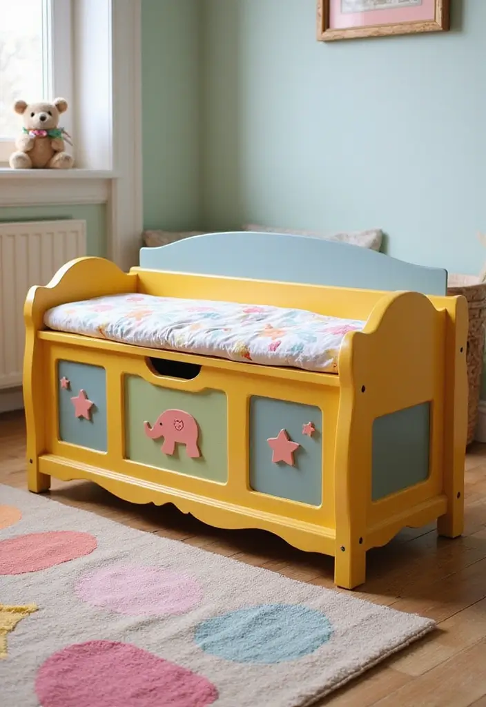 29 DIY Toy Box Ideas That Keep Playrooms Organized and Fun - 12. Toy Chest Bench