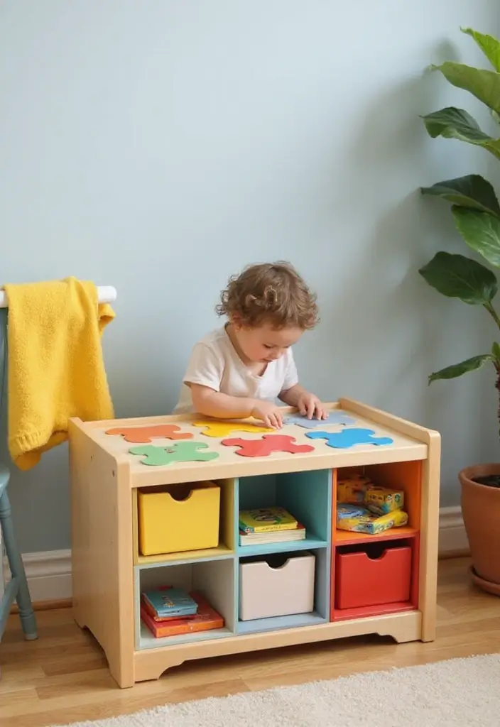 29 DIY Toy Box Ideas That Keep Playrooms Organized and Fun - 15. Puzzle Piece Toy Storage