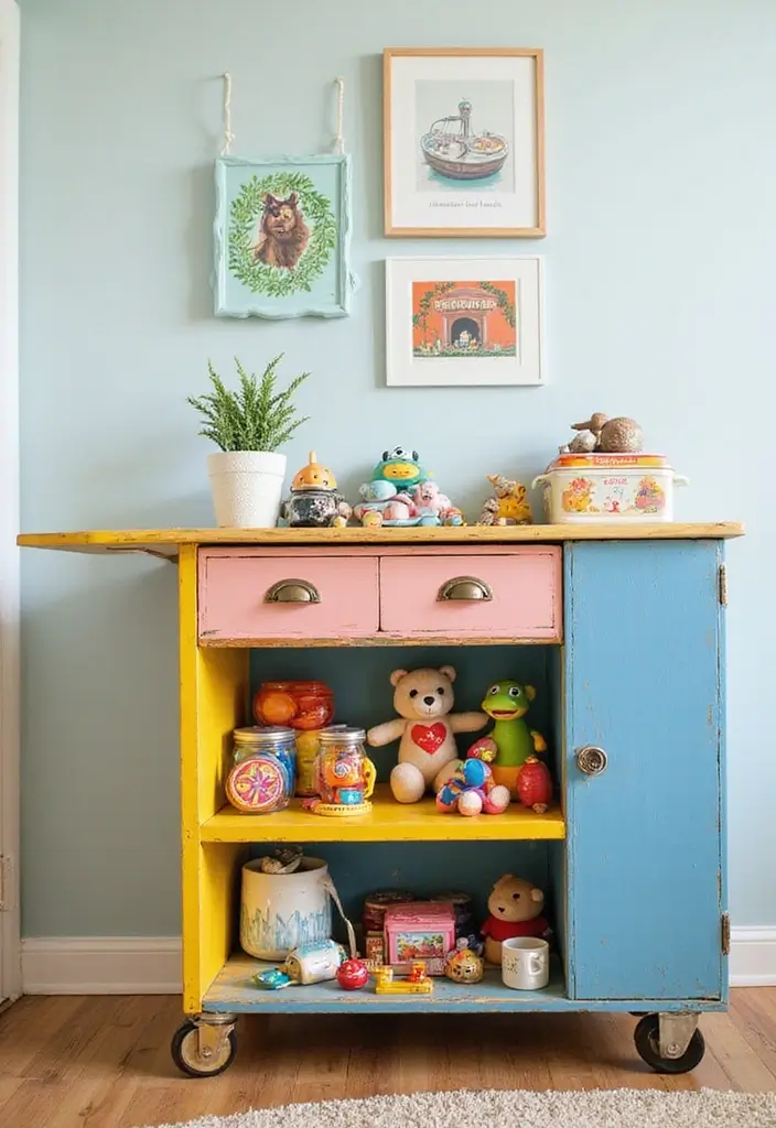 29 DIY Toy Box Ideas That Keep Playrooms Organized and Fun - 21. Repurposed Kitchen Cart