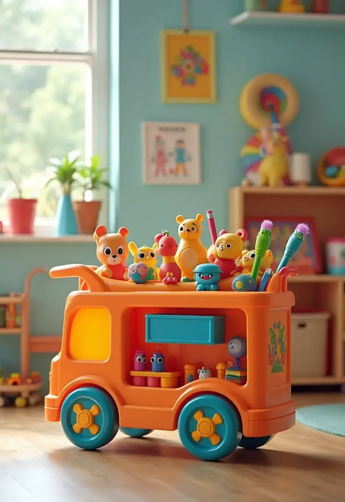 29 DIY Toy Box Ideas That Keep Playrooms Organized and Fun - 24. Colorful Toy Carts