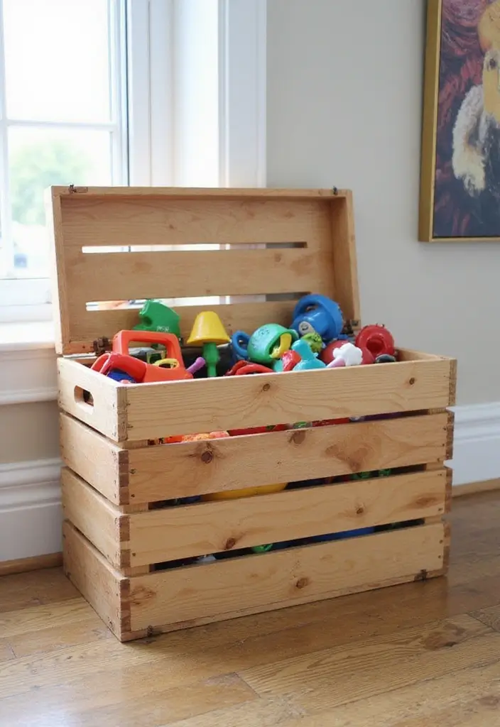 29 DIY Toy Box Ideas That Keep Playrooms Organized and Fun - 6. Wine Crate Toy Boxes