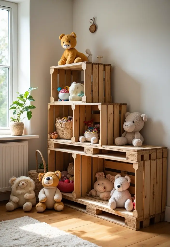29 DIY Toy Box Ideas That Keep Playrooms Organized and Fun - 9. Crate and Pallet Combo