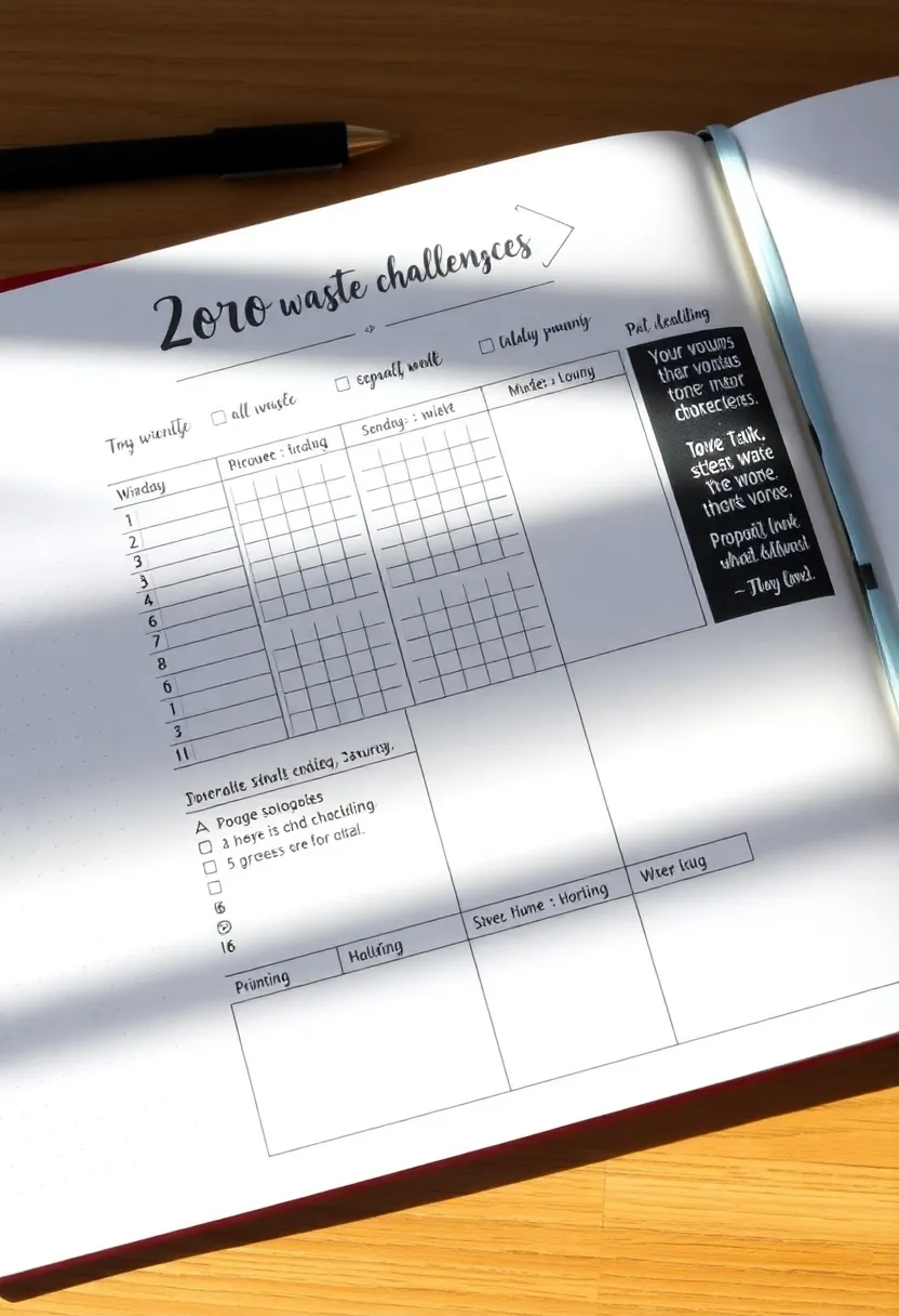 29 Daily Bullet Journal Ideas That Keep Your Days Organized, Creative, and Inspiring - 20. Zero-Waste Challenge Log