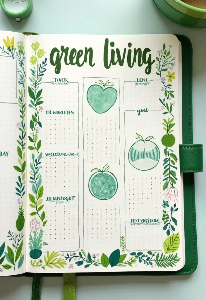 29 Daily Bullet Journal Ideas That Keep Your Days Organized, Creative, and Inspiring - 3. Green Living Goals