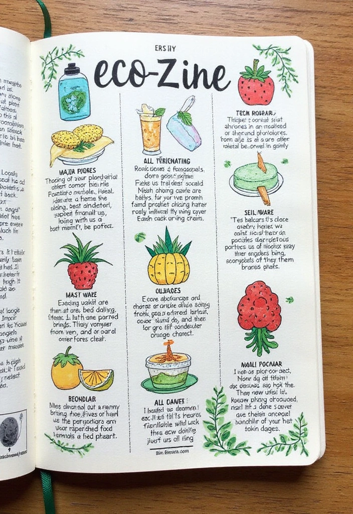 29 Daily Bullet Journal Ideas That Keep Your Days Organized, Creative, and Inspiring - 8. Eco-Zine Spread