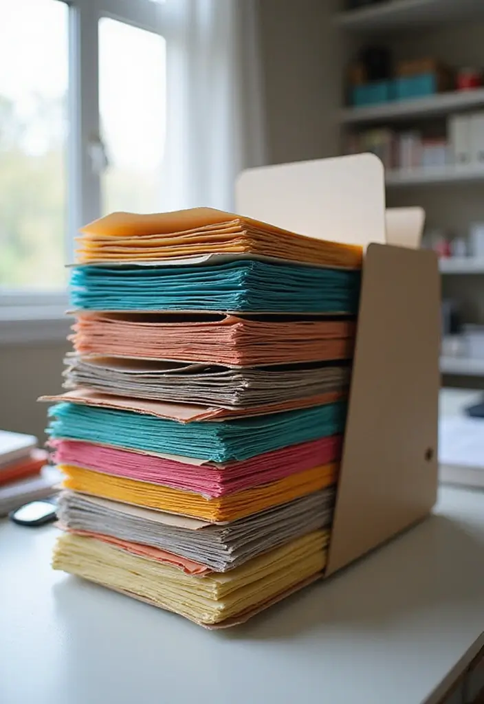 29 File Decoration Ideas That Make Office Supplies Fun and Stylish - 11. Layered File Organizers