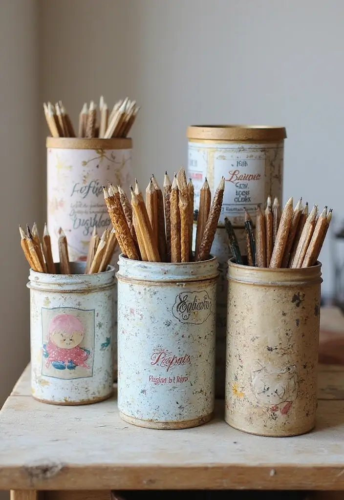 29 File Decoration Ideas That Make Office Supplies Fun and Stylish - 13. Repurposed Containers for Storage
