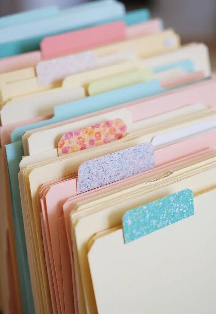 29 File Decoration Ideas That Make Office Supplies Fun and Stylish - 16. Washi Tape Dividers