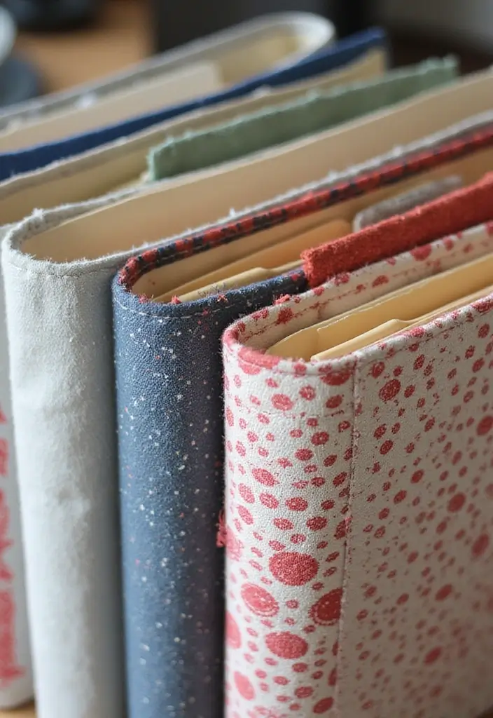 29 File Decoration Ideas That Make Office Supplies Fun and Stylish - 7. Fabric-Covered Files