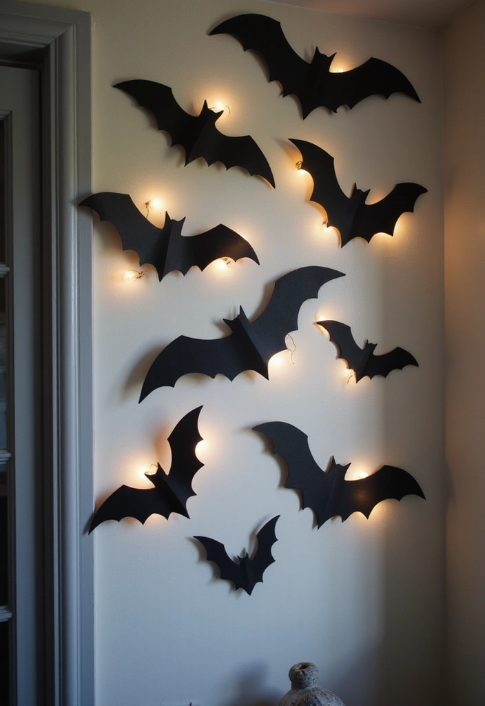 29 Halloween Decoration Ideas Indoor That Transform Your Space Spooky and Fun - 15. Bat Wall Hanging