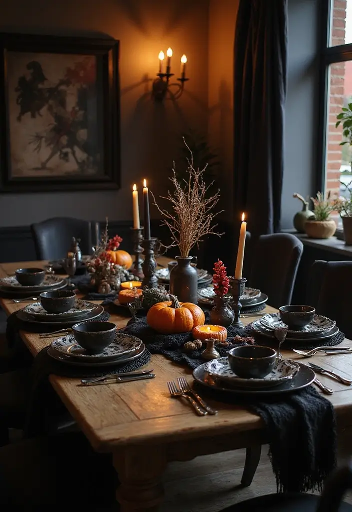 29 Halloween Decoration Ideas Indoor That Transform Your Space Spooky and Fun - 16. Spooky Table Settings