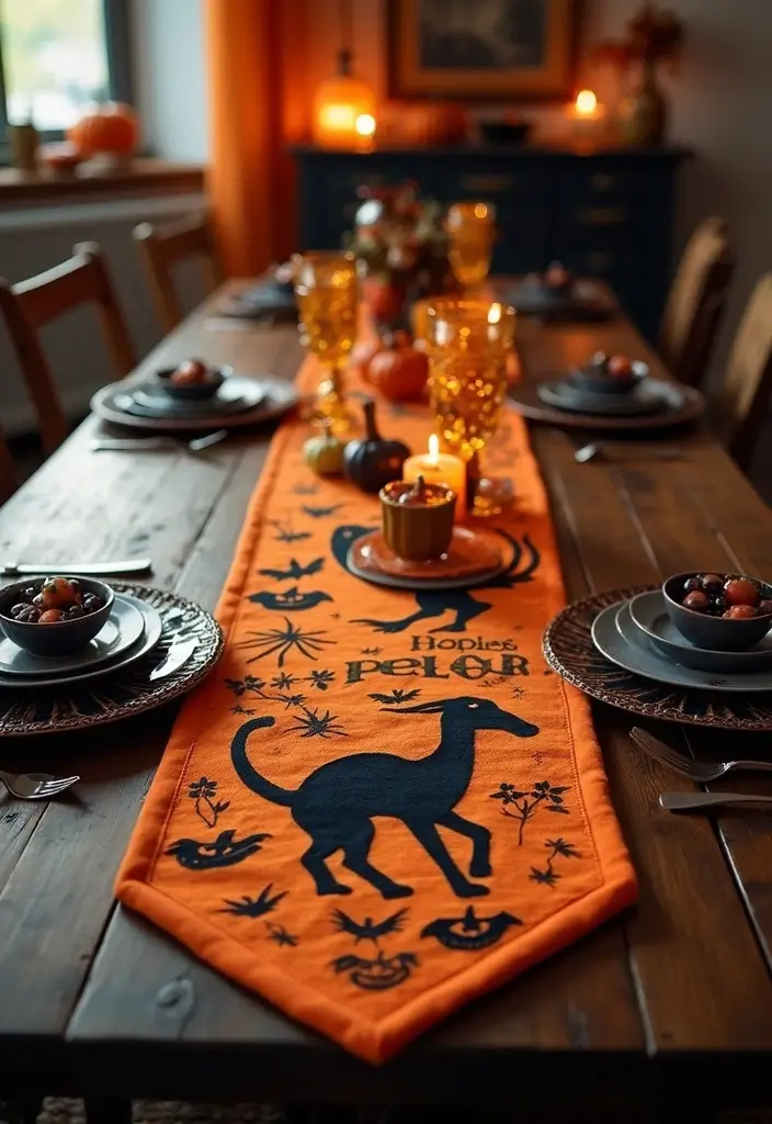 29 Halloween Decoration Ideas Indoor That Transform Your Space Spooky and Fun - 21. Spooky Table Runner