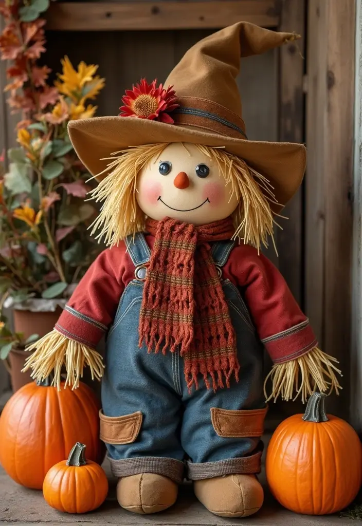 29 Halloween Decoration Ideas Indoor That Transform Your Space Spooky and Fun - 22. Scarecrow Accents