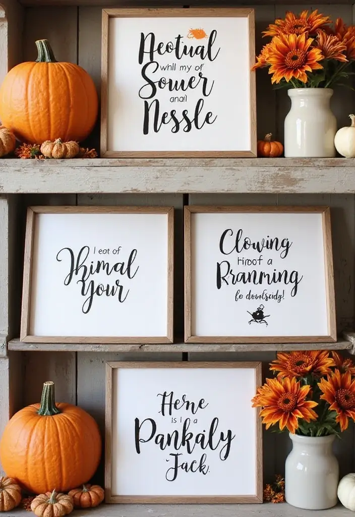 29 Halloween Decoration Ideas Indoor That Transform Your Space Spooky and Fun - 26. Framed Halloween Quotes