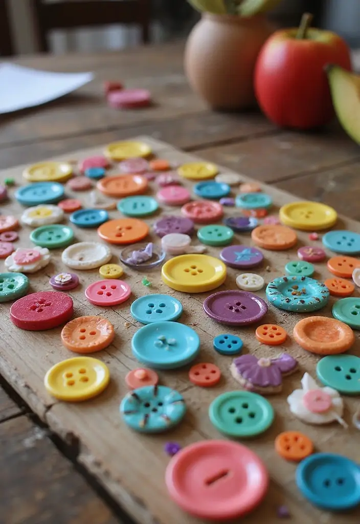 29 Infant Craft Ideas That Are Safe, Fun, and Creative - 27. Button Art