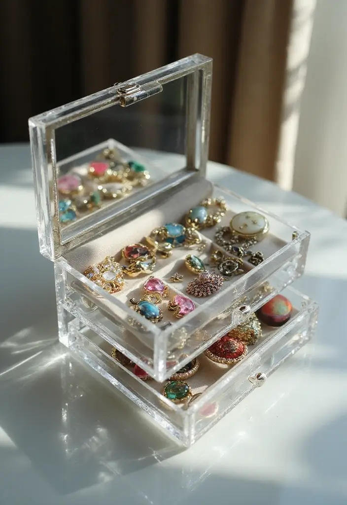 29 Jewellery Box Ideas That Are Stylish, Functional, and Handmade - 16. Classic Acrylic Box