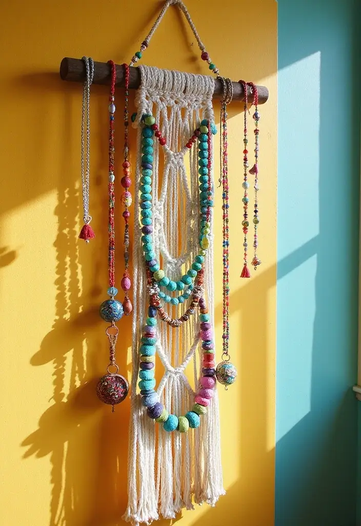 29 Jewellery Box Ideas That Are Stylish, Functional, and Handmade - 2. DIY Macrame Hanging Organizer
