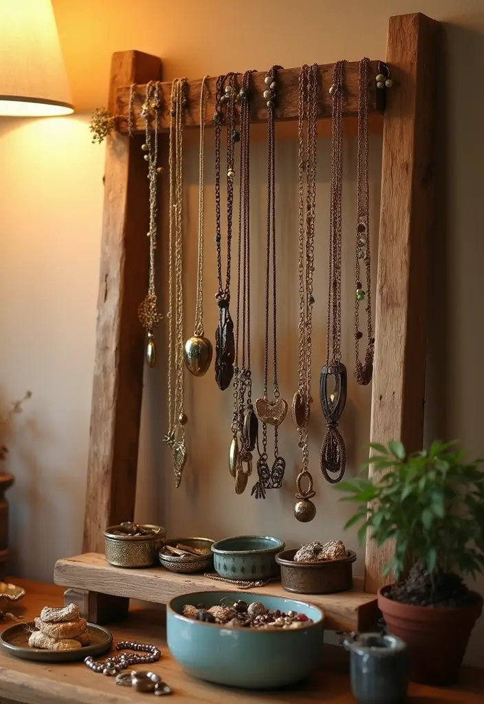 29 Jewellery Box Ideas That Are Stylish, Functional, and Handmade - 22. Hanging Wooden Ladder