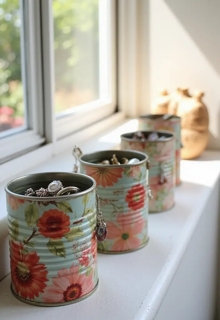29 Jewellery Box Ideas That Are Stylish, Functional, and Handmade - 5. Upcycled Tin Cans