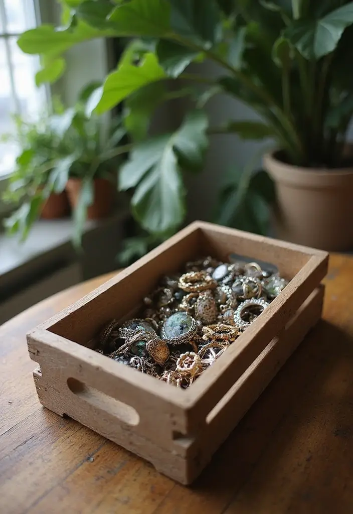 29 Jewellery Box Ideas That Are Stylish, Functional, and Handmade - 7. Rustic Wooden Crate
