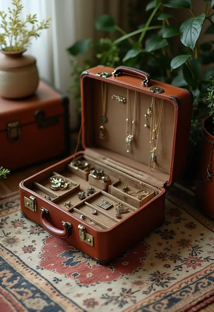 29 Jewellery Box Ideas That Are Stylish, Functional, and Handmade - 8. Vintage Suitcase