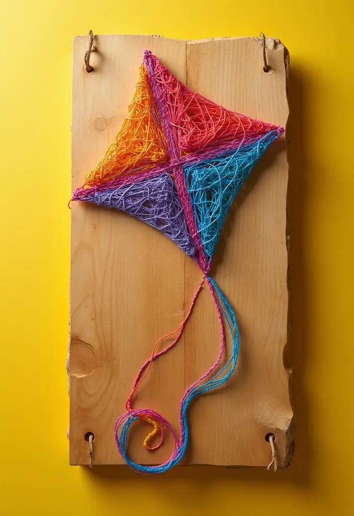 29 Kite Decoration Ideas That Make Flying Fun, Colorful, and Unique - 11. Kite String Art