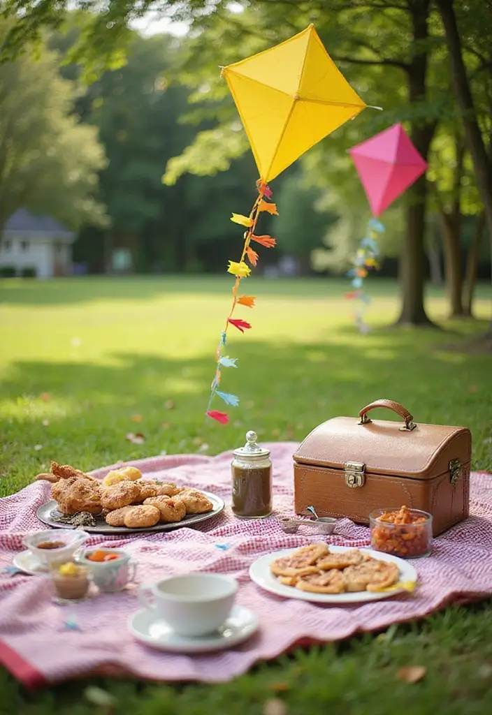 29 Kite Decoration Ideas That Make Flying Fun, Colorful, and Unique - 14. Kite Picnic Setup