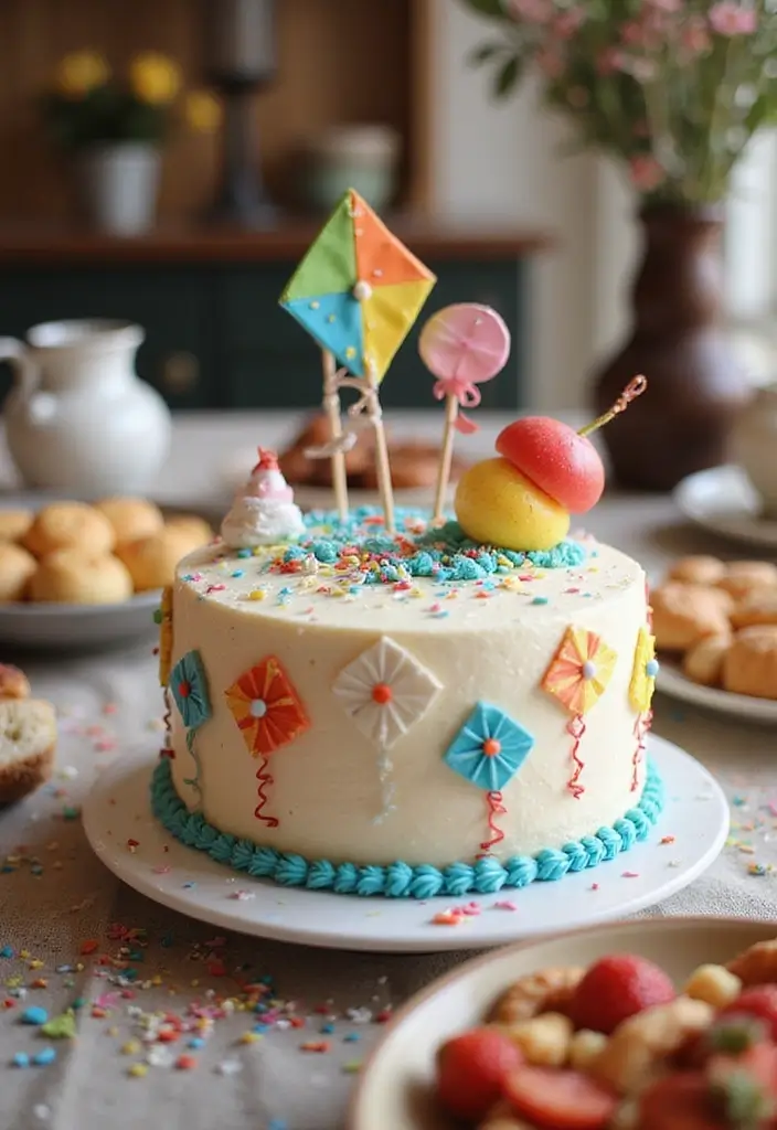 29 Kite Decoration Ideas That Make Flying Fun, Colorful, and Unique - 20. Kite Cake Decoration