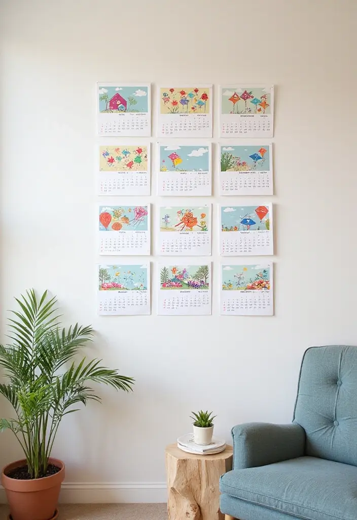 29 Kite Decoration Ideas That Make Flying Fun, Colorful, and Unique - 21. Kite-Themed Wall Calendar