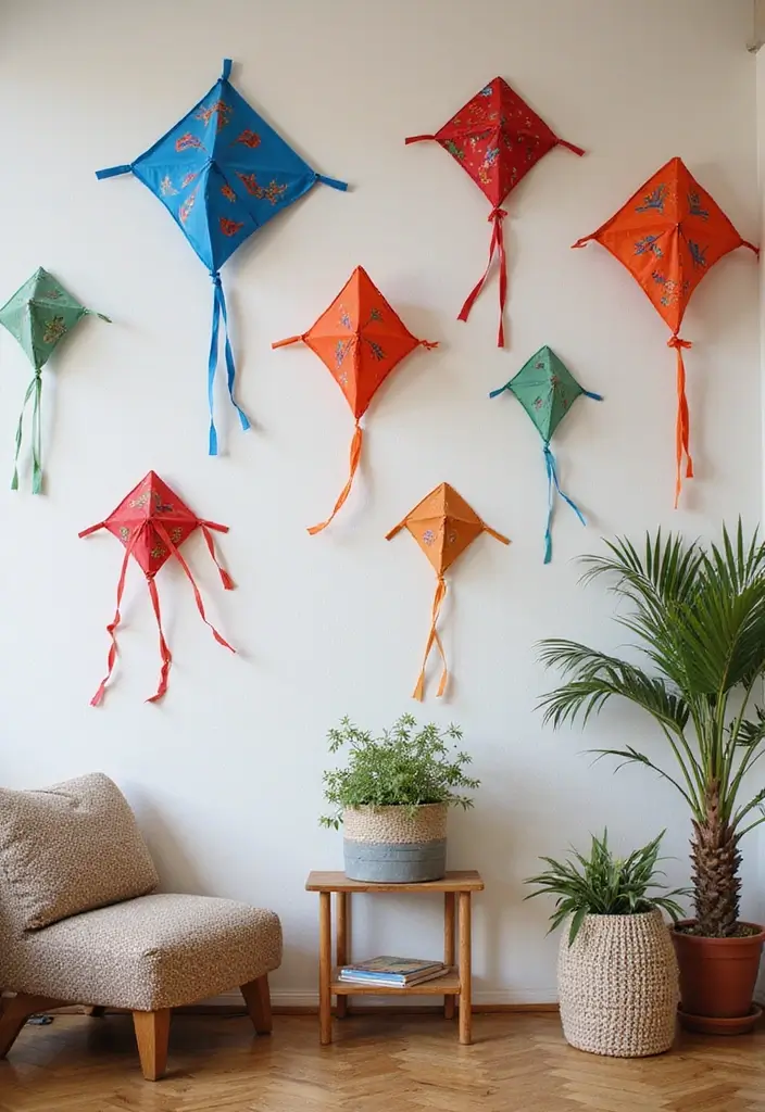 29 Kite Decoration Ideas That Make Flying Fun, Colorful, and Unique - 3. Kite Wall Art