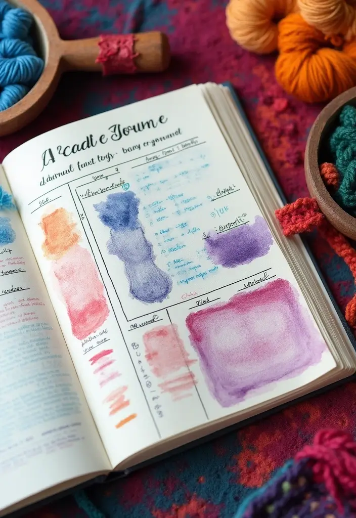 29 Knitting Journal Ideas That Keep Your Projects Organized and Inspiring - 15. Yarn Dye Experimentation Log