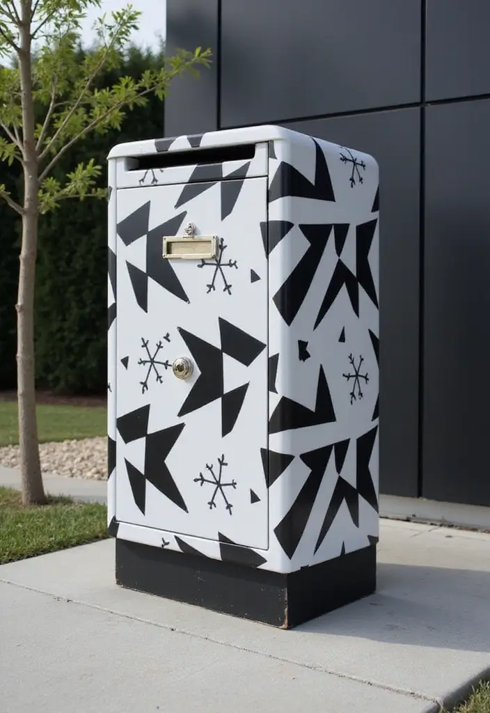29 Mailbox Painting Ideas That Instantly Upgrade Your Home Curb Appeal - 10. Geometric Patterns