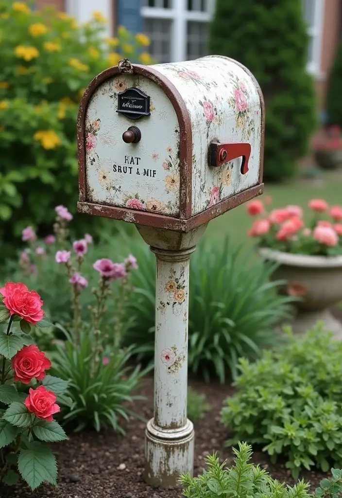 29 Mailbox Painting Ideas That Instantly Upgrade Your Home Curb Appeal - 12. Upcycled Vintage Finds