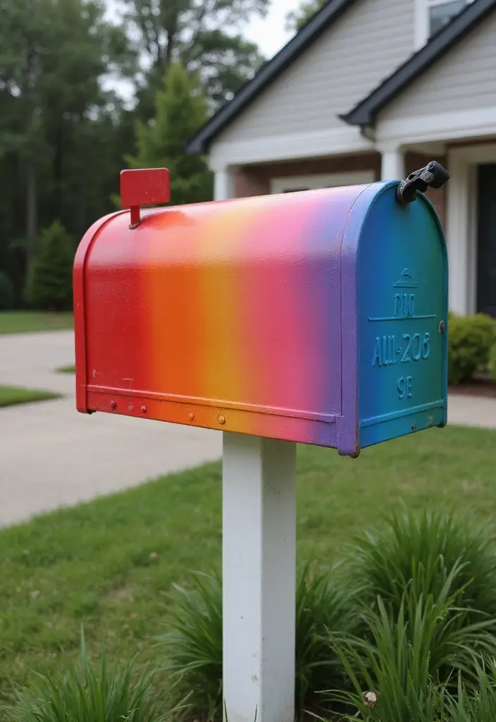 29 Mailbox Painting Ideas That Instantly Upgrade Your Home Curb Appeal - 13. Colorful Ombre