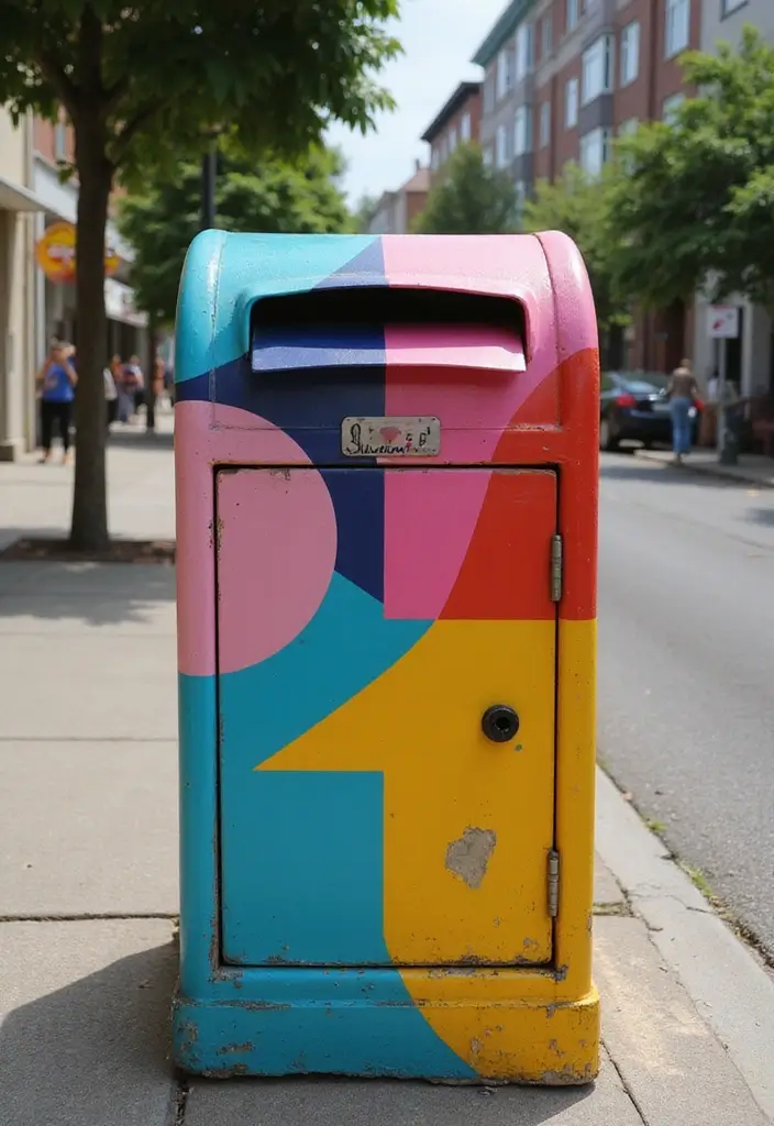 29 Mailbox Painting Ideas That Instantly Upgrade Your Home Curb Appeal - 16. Bold Graphic Statements