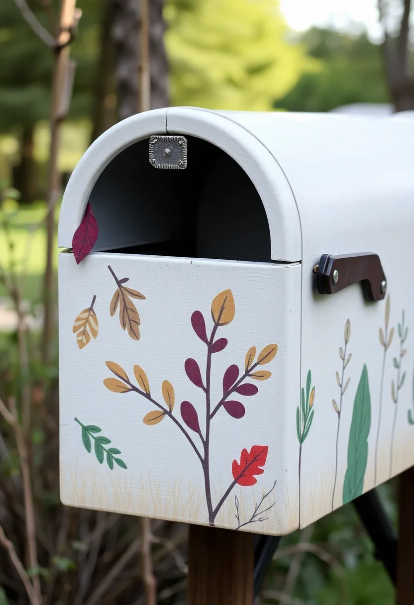 29 Mailbox Painting Ideas That Instantly Upgrade Your Home Curb Appeal - 23. Earthy Tones with Nature Motifs