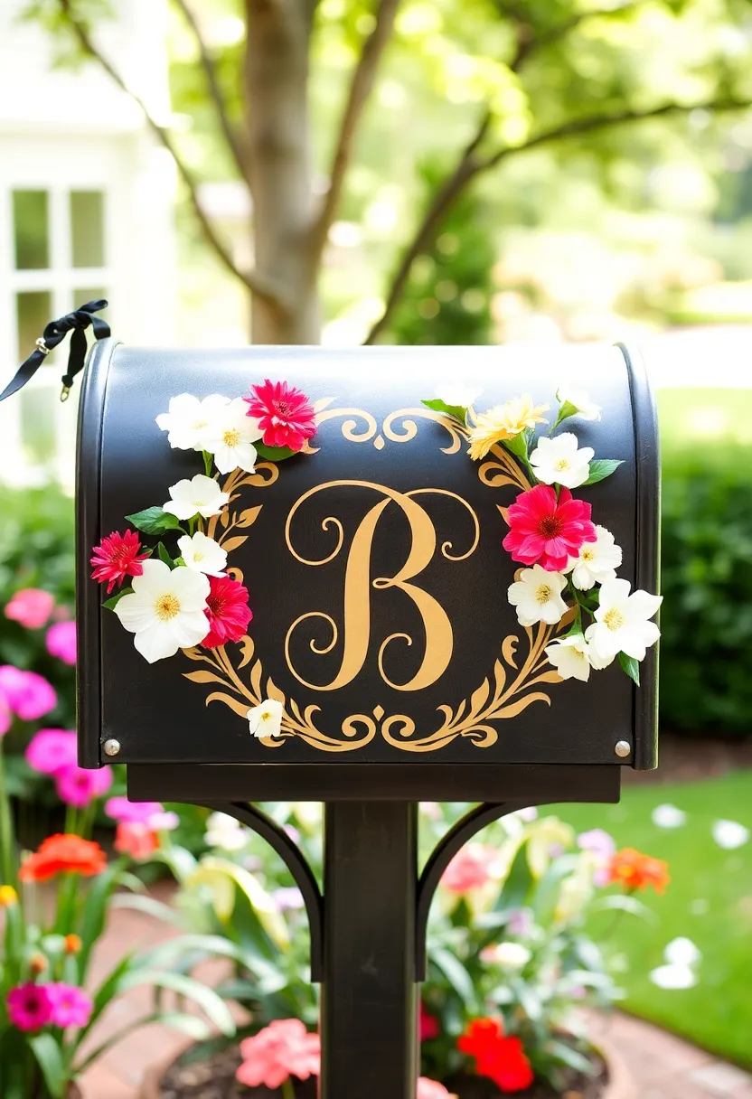 29 Mailbox Painting Ideas That Instantly Upgrade Your Home Curb Appeal - 26. Stylish Monograms