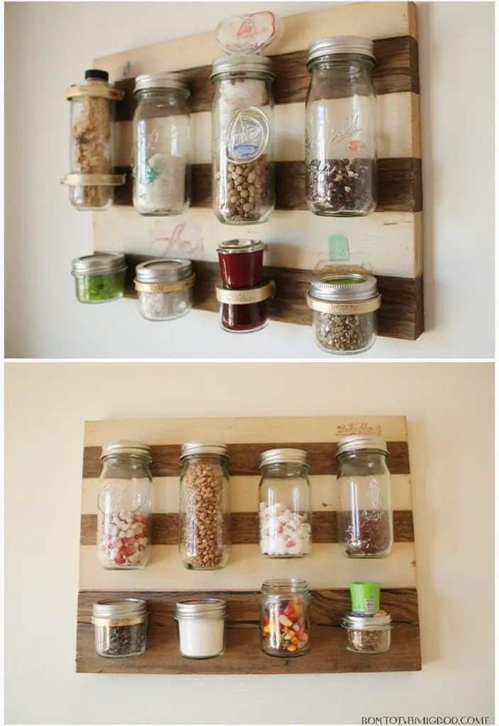 29 Mason Jar Craft Ideas That Transform Jars Into Stylish Decor 60 29 Mason Jar Craft Ideas That Transform Jars Into Stylish Decor - 10. Wall-Mounted Storage