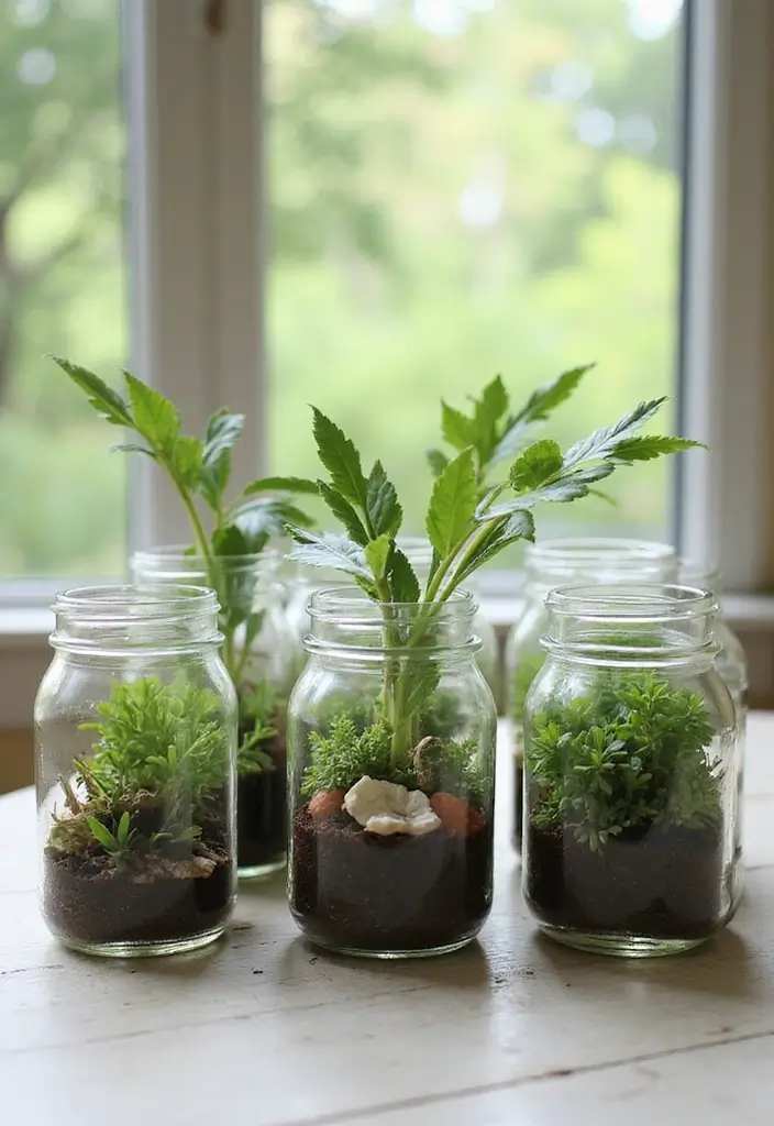 29 Mason Jar Craft Ideas That Transform Jars Into Stylish Decor 105 29 Mason Jar Craft Ideas That Transform Jars Into Stylish Decor - 17. Mini Terrariums