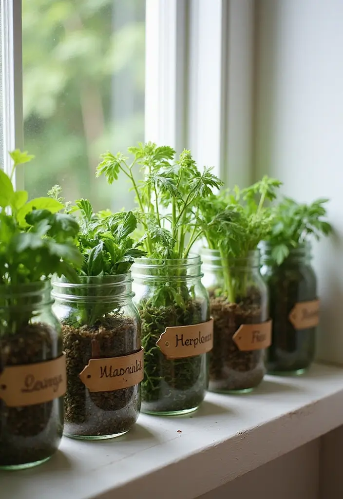 29 Mason Jar Craft Ideas That Transform Jars Into Stylish Decor 6 29 Mason Jar Craft Ideas That Transform Jars Into Stylish Decor - 2. Herb Planters