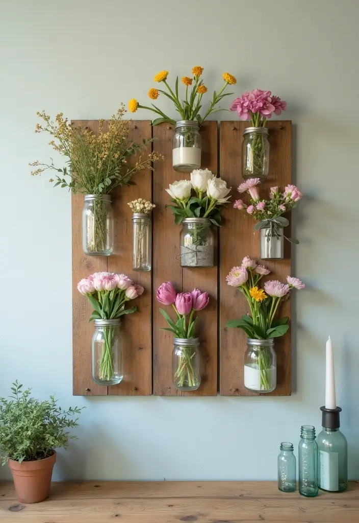 29 Mason Jar Craft Ideas That Transform Jars Into Stylish Decor 53 29 Mason Jar Craft Ideas That Transform Jars Into Stylish Decor - 9. Wall Art Displays