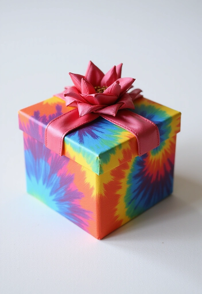 29 Painted Gift Box Ideas That Make Presents Stand Out - 10. Tie-Dye Delight