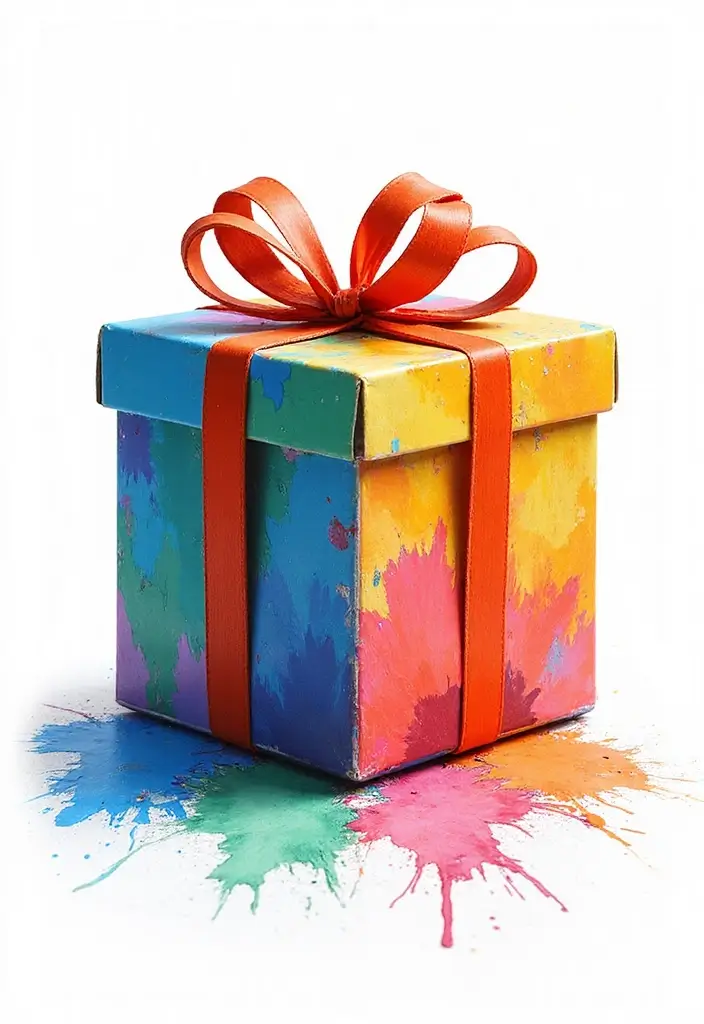 29 Painted Gift Box Ideas That Make Presents Stand Out - 12. Artistic Brush Strokes