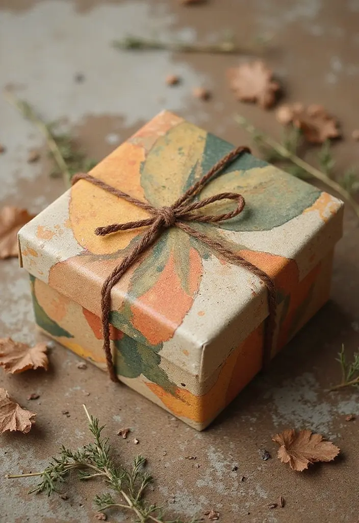 29 Painted Gift Box Ideas That Make Presents Stand Out - 14. Nature’s Palette