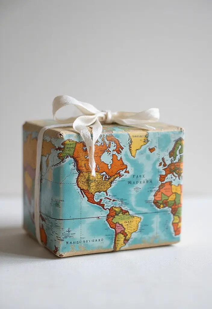 29 Painted Gift Box Ideas That Make Presents Stand Out - 22. Travel-Inspired Designs