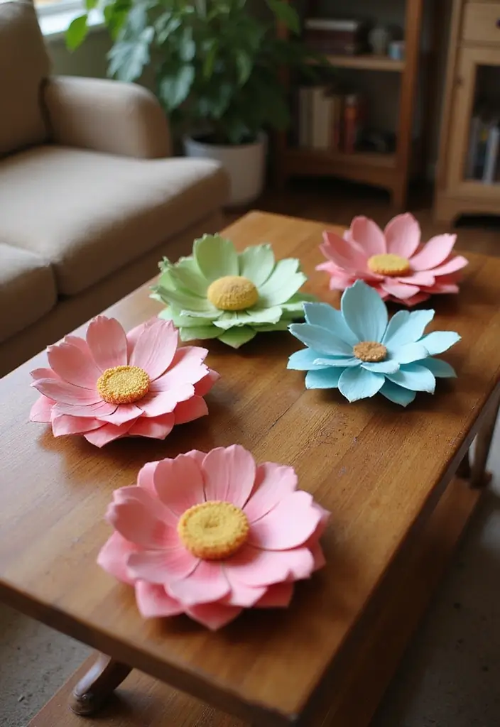 29 Paper Flower Decoration Ideas That Bring Color and Beauty to Any Space - 11. Charming Paper Flower Coasters
